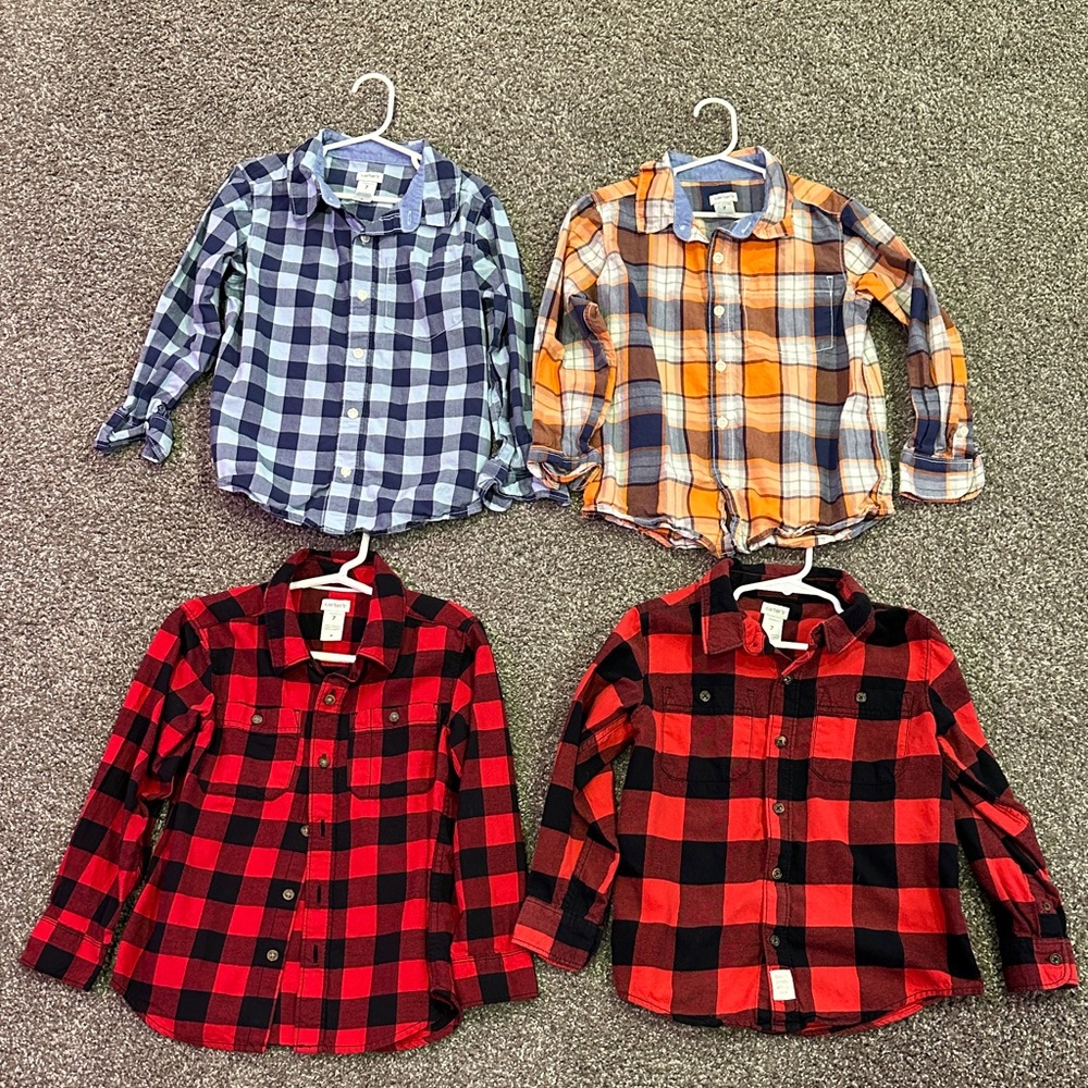 Carter's Kids Plaid Button-Down Shirts - Blue, Orange, Red